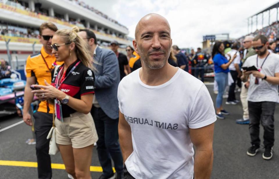 Jason Oppenheim is seen at the grid before the start of the Formula One Miami Grand Prix at the Miami International Autodrome on Sunday, May 7, 2023, in Miami Gardens, Fla.