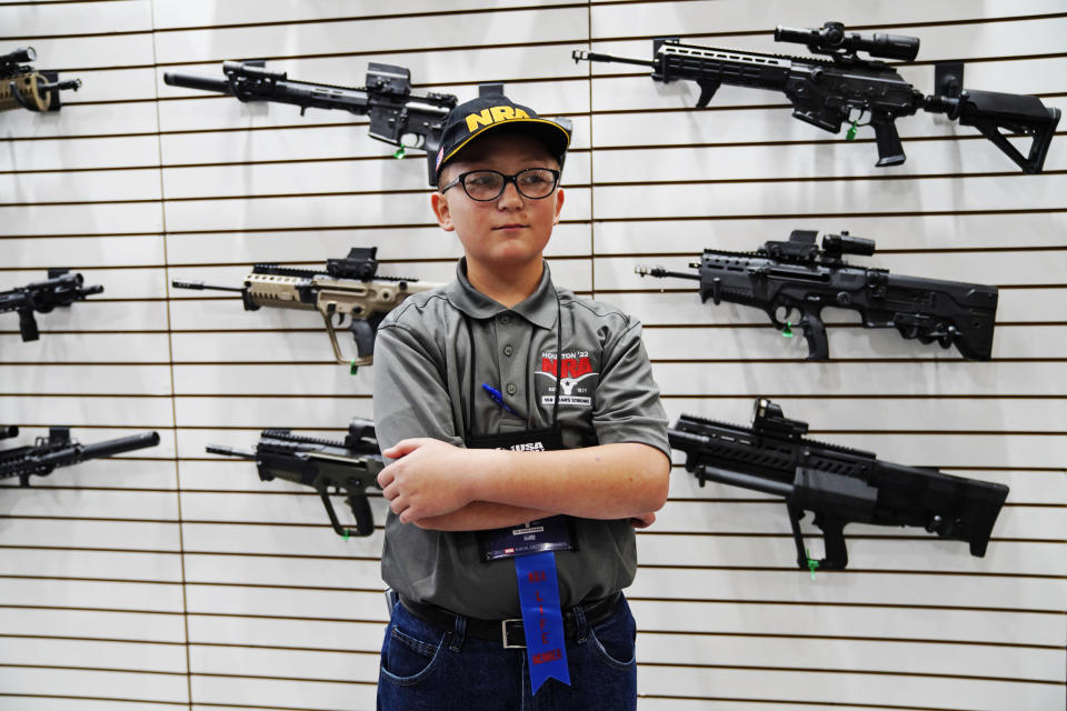 Braxton Sorrell, 11, at the annual NRA meeting Friday in Houston.  (Allison Dinner for NBC News)