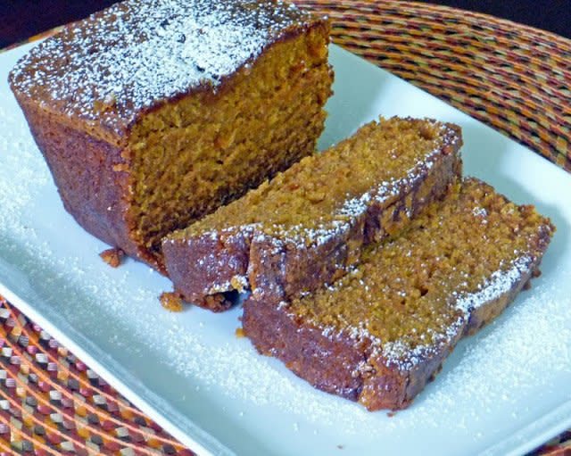 A nice option if you want to bring something pumpkin-flavoured and sweet to a brunch, this bread is a loaf of delight.  <a href="http://ourlifetastesgood.blogspot.ca/2013/10/pumpkin-pie-bread-recipe.html" target="_blank">Find the recipe at Life Tastes Good</a>.