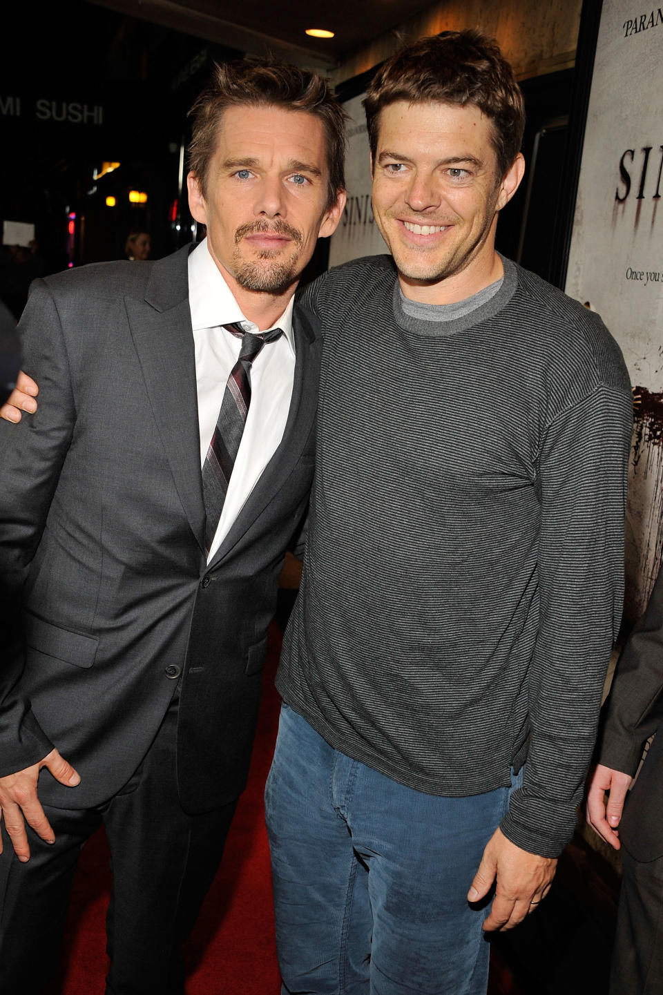 LOS ANGELES, CA - OCTOBER 01: Actors Ethan Hawke and Jason Blum arrive to the screening of Summit Entertainment's 'Sinister' at Landmark Theatres Regent on October 1, 2012 in Los Angeles, California. (Photo by Angela Weiss/Getty Images)