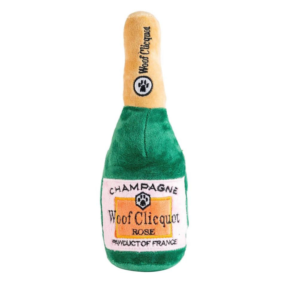 2) Woof Clicquot Rose Champagne Bottle Plush Toy