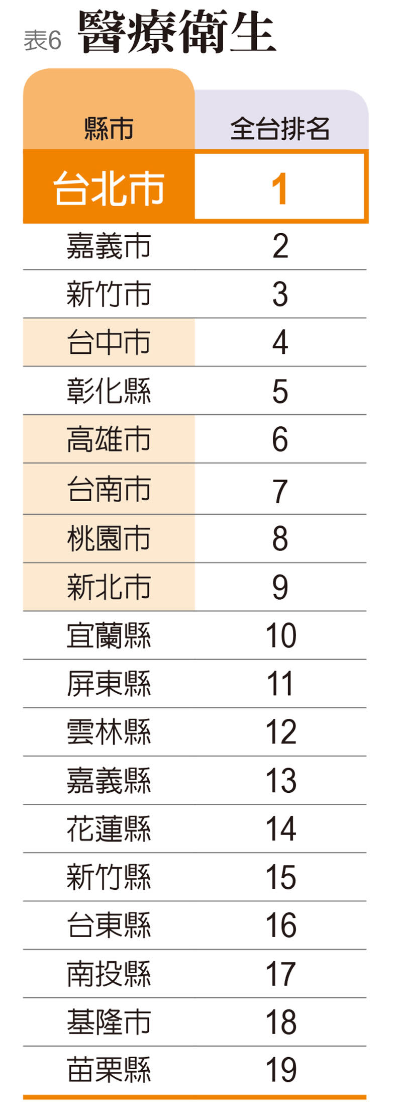 指標6：醫療衛生。