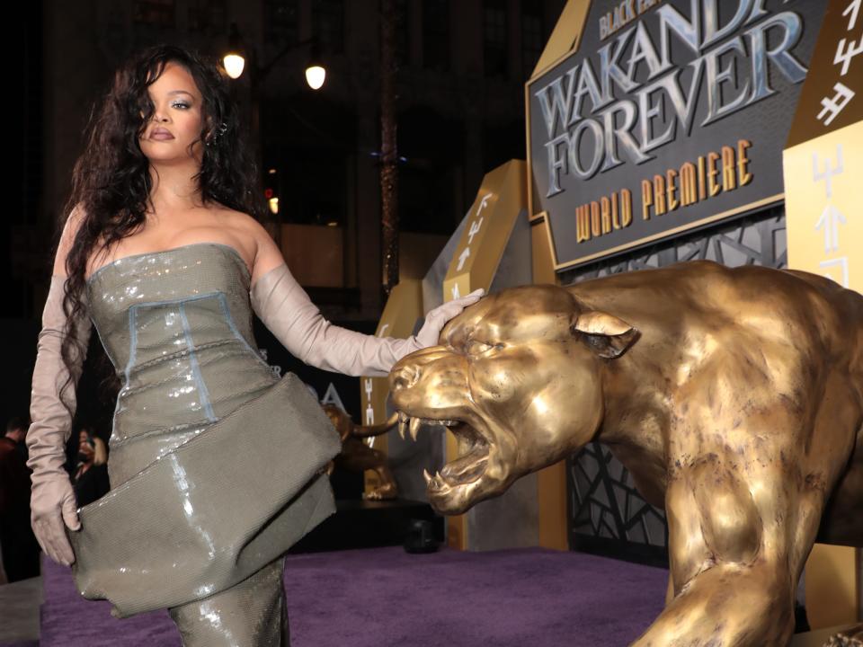 Rihanna at the "Black Panther: Wakanda Forever" premiere.