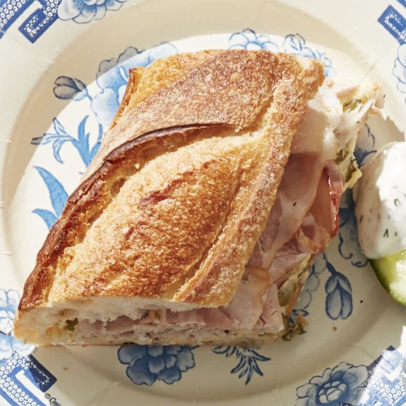 <p>Sometimes, there's nothing better than a solid sandwich. Get some good bread, slice up some ham and slather on a bit of pickle butter for a delicious finish. </p><p><em><a href="https://www.womansday.com/food-recipes/food-drinks/a27496415/ham-and-pickle-baguette-recipe/" rel="nofollow noopener" target="_blank" data-ylk="slk:Get the recipe for Ham and Pickle Baguette.;elm:context_link;itc:0;sec:content-canvas" class="link ">Get the recipe for Ham and Pickle Baguette.</a></em></p>