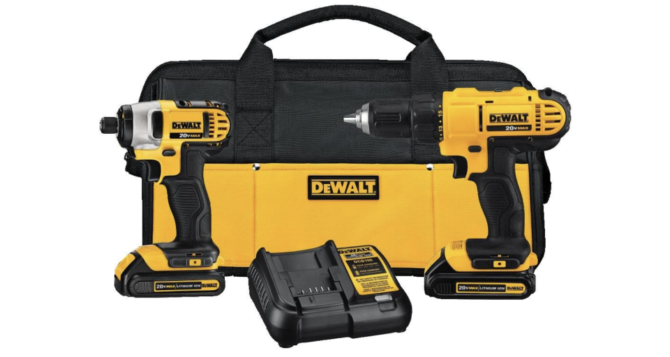 Kit de taladro y atornillador de impacto sin cables Dewalt 20V MAX. (Foto: Amazon)