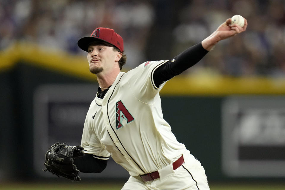 Arizona Diamondbacks relief pitcher Blake Walston throws against the Los Angeles Dodgers during the fourth inning of a baseball game Wednesday, May 1, 2024, in Phoenix. (AP Photo/Ross D. Franklin)