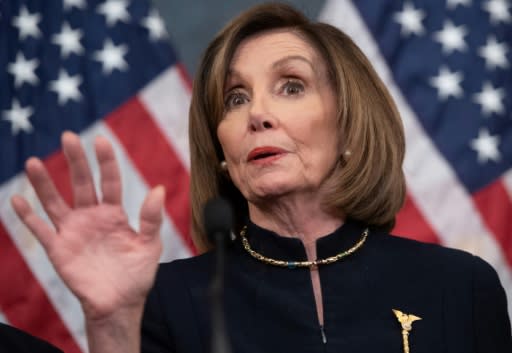 House Speaker Nancy Pelosi accuses Republicans int he Senate of attempting a "cover-up" with their proposed rules for the Senate trial of President Donald Trump