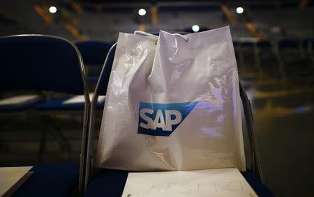 A bag with SAP logo is pictured before the company's annual general meeting in Mannheim, Germany, May 20, 2015. REUTERS/Kai Pfaffenbach