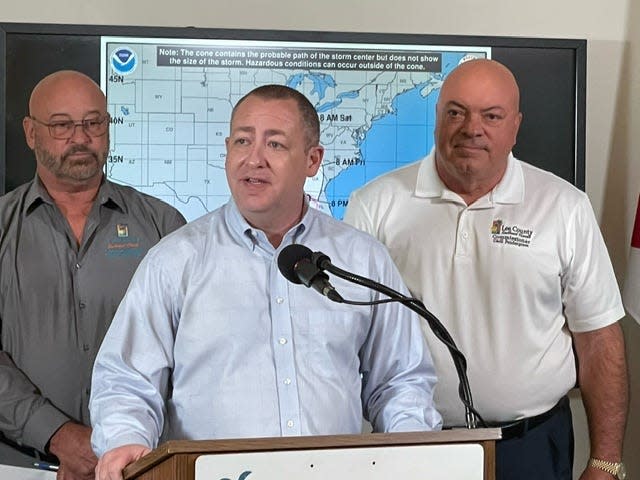 Benjamin Abes, director of Lee County Public Safety, addresses the county's preparedness ahead of what is expected to become Hurricane Helene on Tuesday, Sept. 24, 2024.