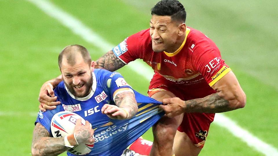 Israel Folau, pictured here in action for Catalans Dragons in the Super League.