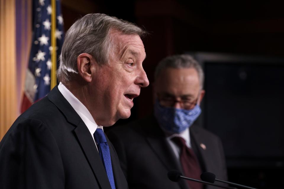 Sen. Dick Durbin, D-Ill., on Feb. 2, 2021, in Washington, D.C.