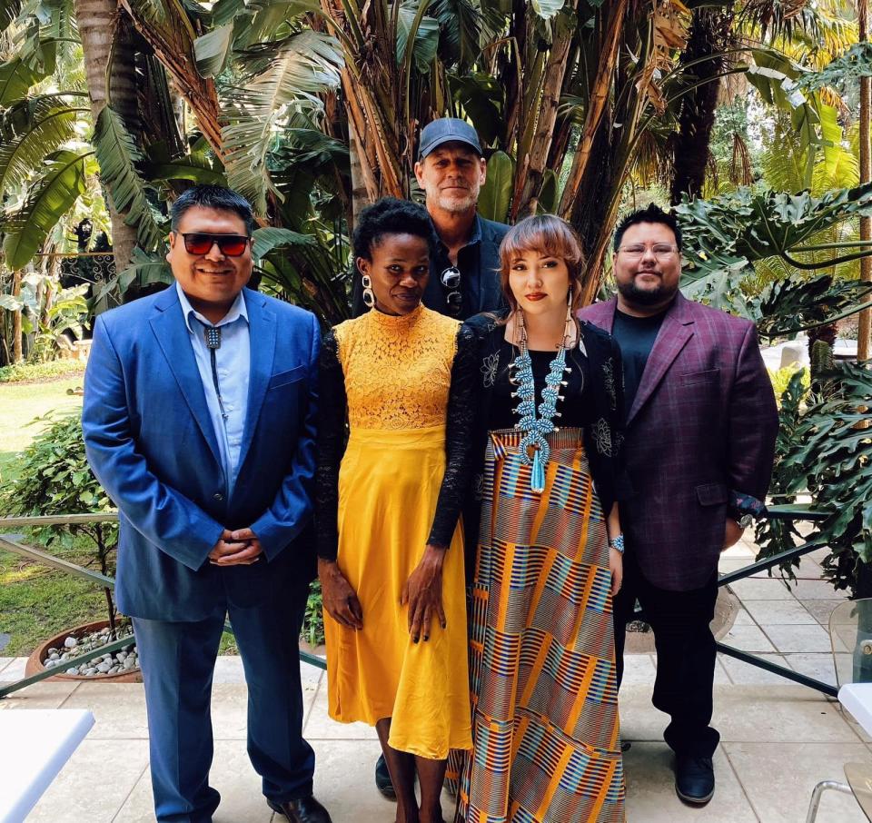 During its trip to South Africa last fall, the Farmington band D'DAT performed and recorded with Navajo singer Alexandria Holliday, second from right, and Zulu singer Nelisiwe Mtsweni, second from left.