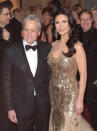 24 February 2013 - Los Angeles, CA - Catherine Zeta-Jones and Michael Douglas arrive at The 85th Annual Academy Awards - Arrivals at the Dolby Theatre. Photo by Adam Orchon/Sipa USA