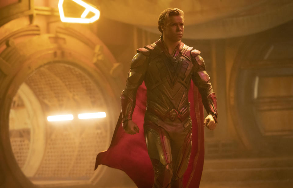 This image released by Marvel Studios shows Will Poulter as Adam Warlock in a scene from "Guardians of the Galaxy Vol. 3." (Jessica Miglio/Marvel Studios-Disney via AP)