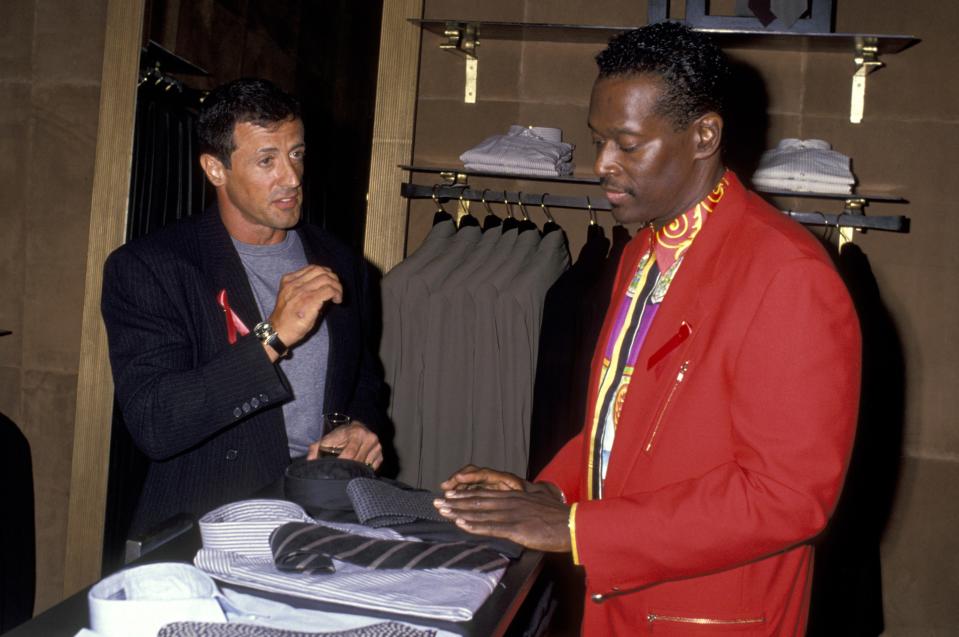 The boys--Sylvester Stallone and Luther Vandross--hit up a Donna Karan show at Neiman Marcus in Beverly Hills, California. Photo by Jim Smeal/Ron Galella Collection via Getty Images.
