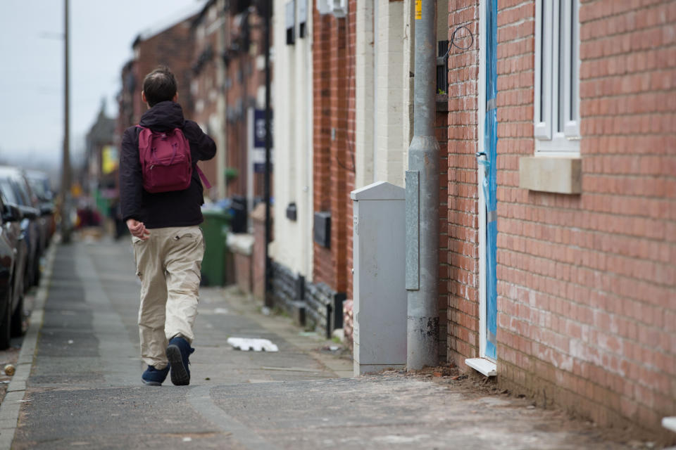 The lamppost is set back further than other street lights on the same road. (SWNS)