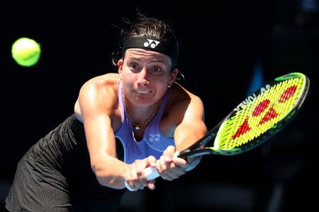 Tennis - Australian Open - Fourth Round - Melbourne Park, Melbourne, Australia, January 21, 2019. Latvia's Anastasija Sevastova in action with Japan's Naomi Osaka. REUTERS/Lucy Nicholson