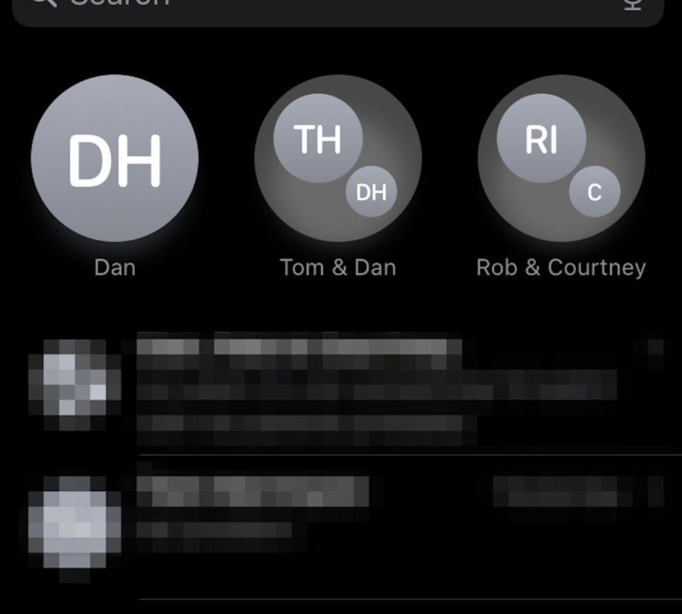 iOS 14 pinned conversations