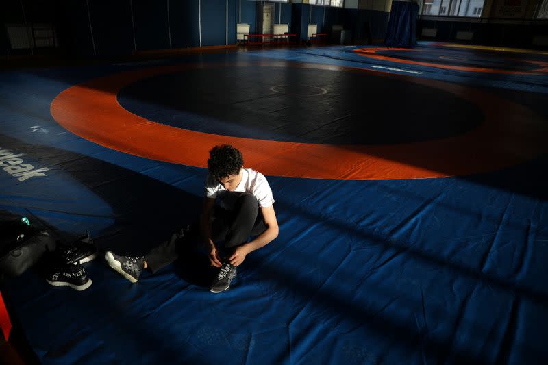 Bulgarian Greco-Roman wrestler Edmond "Eddie" Nazaryan prepares for his training in Sofia