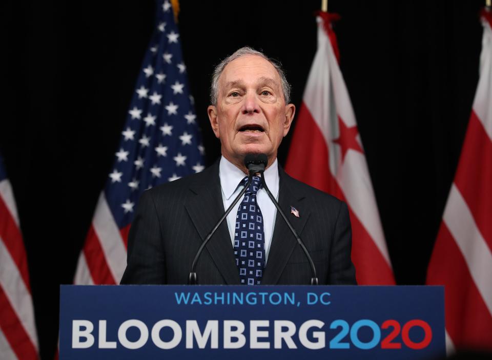 Former New York Mayor Michael Bloomberg campaigns in Washington, D.C., on Jan. 30, 2020.