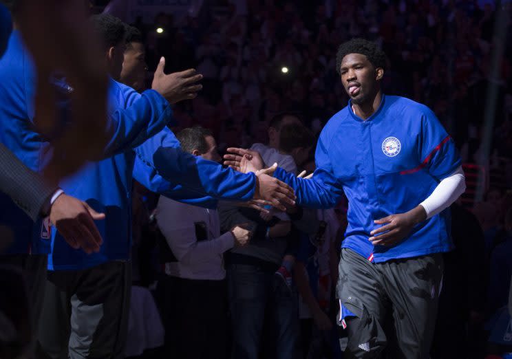 Joel Embiid would like some help from his teammates. (Getty Images)