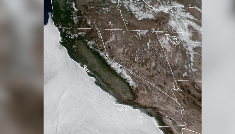 NOAA satellite image of California on April 28, 2023.