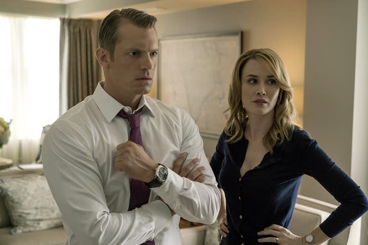 Joel Kinnaman and Dominique McElligot in Netflix’s House of Cards. (Photo: David Giesbrecht)