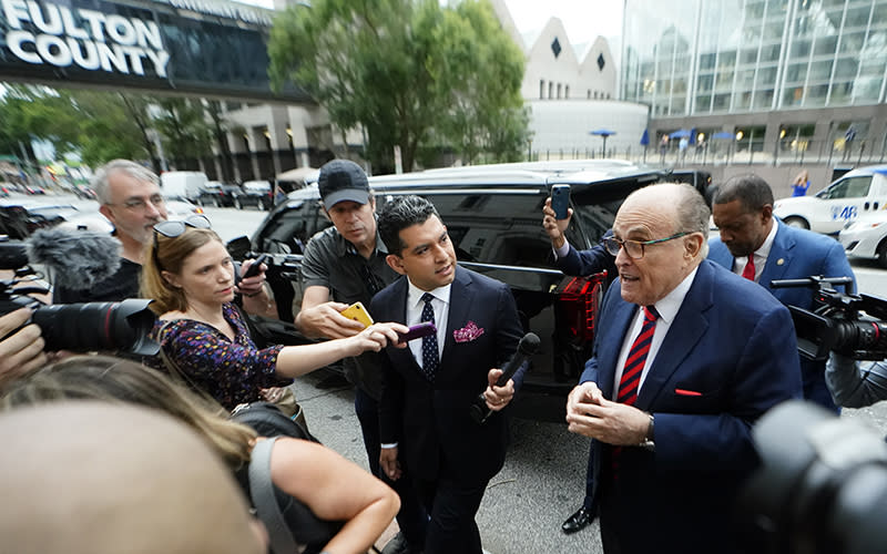 Rudy Giuliani arrives at the Fulton County courthouse