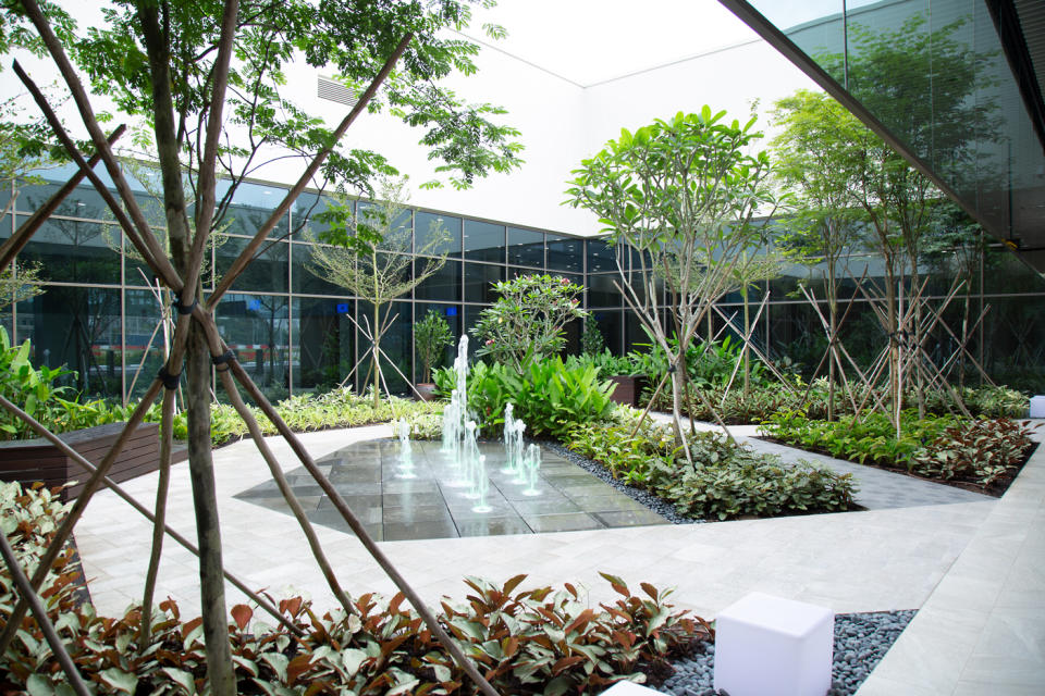 <p>A feature garden at the Seletar Airport’s upcoming new passenger terminal. (PHOTO: Yahoo News Singapore / Dhany Osman) </p>