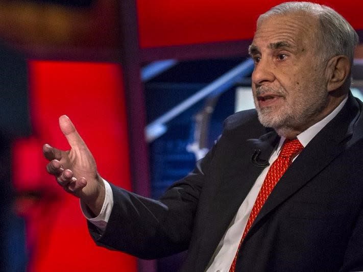 Billionaire activist investor Carl Icahn gives an interview on FOX Business Network's Neil Cavuto show in New York February 11, 2014.  REUTERS/Brendan McDermid  