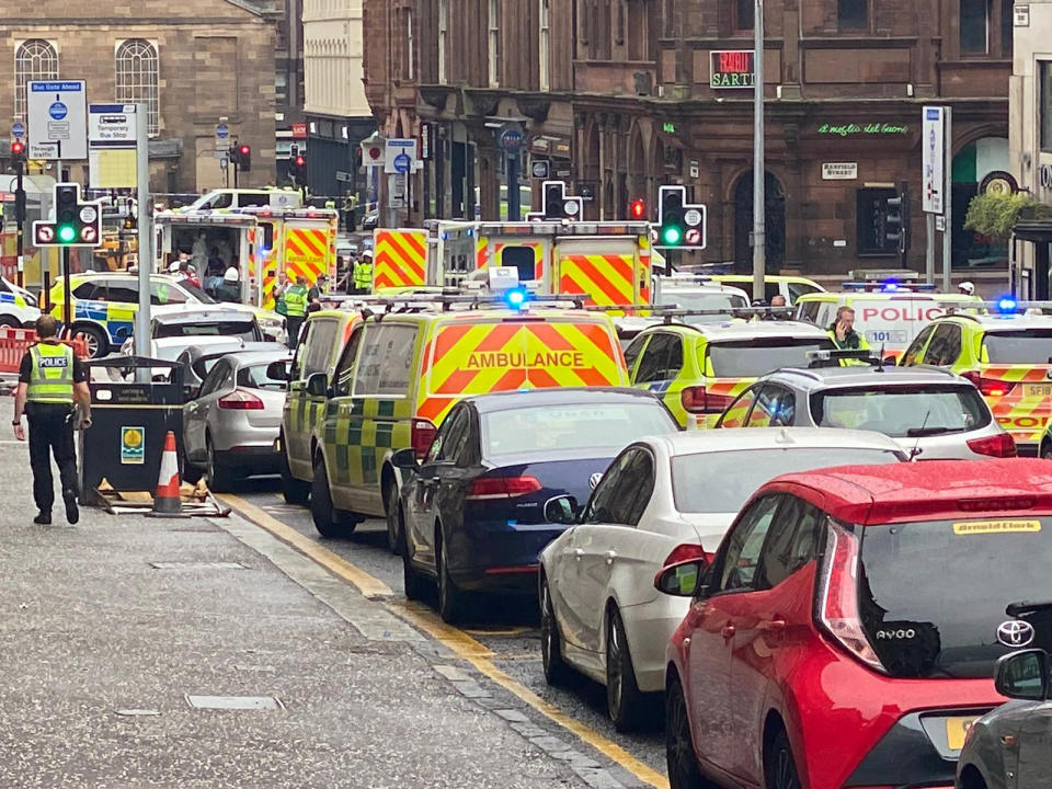 A police officer was among three people reportedly injured in the stabbing. (PA/@JATV_scotland)