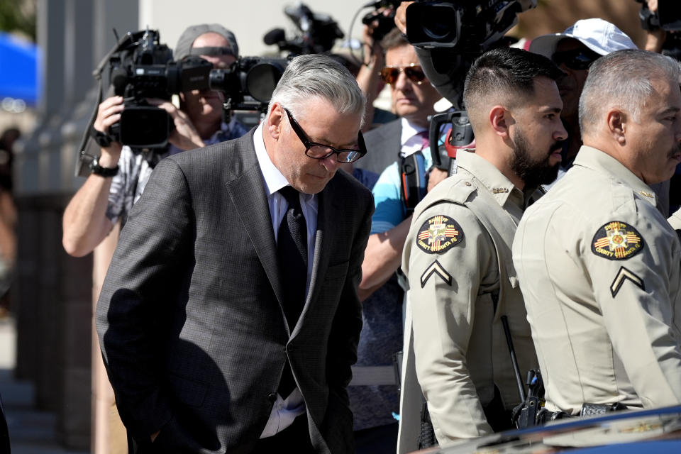 Actor Alec Baldwin leaves court after jury selection in his involuntary manslaughter trial, Tuesday, July 9, 2024, in Santa Fe, N.M. (AP Photo/Ross D. Franklin)