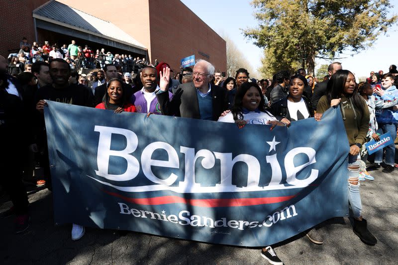 Democratic 2020 U.S. presidential candidate Sanders rallies with supporters in Winston-Salem, North Carolina