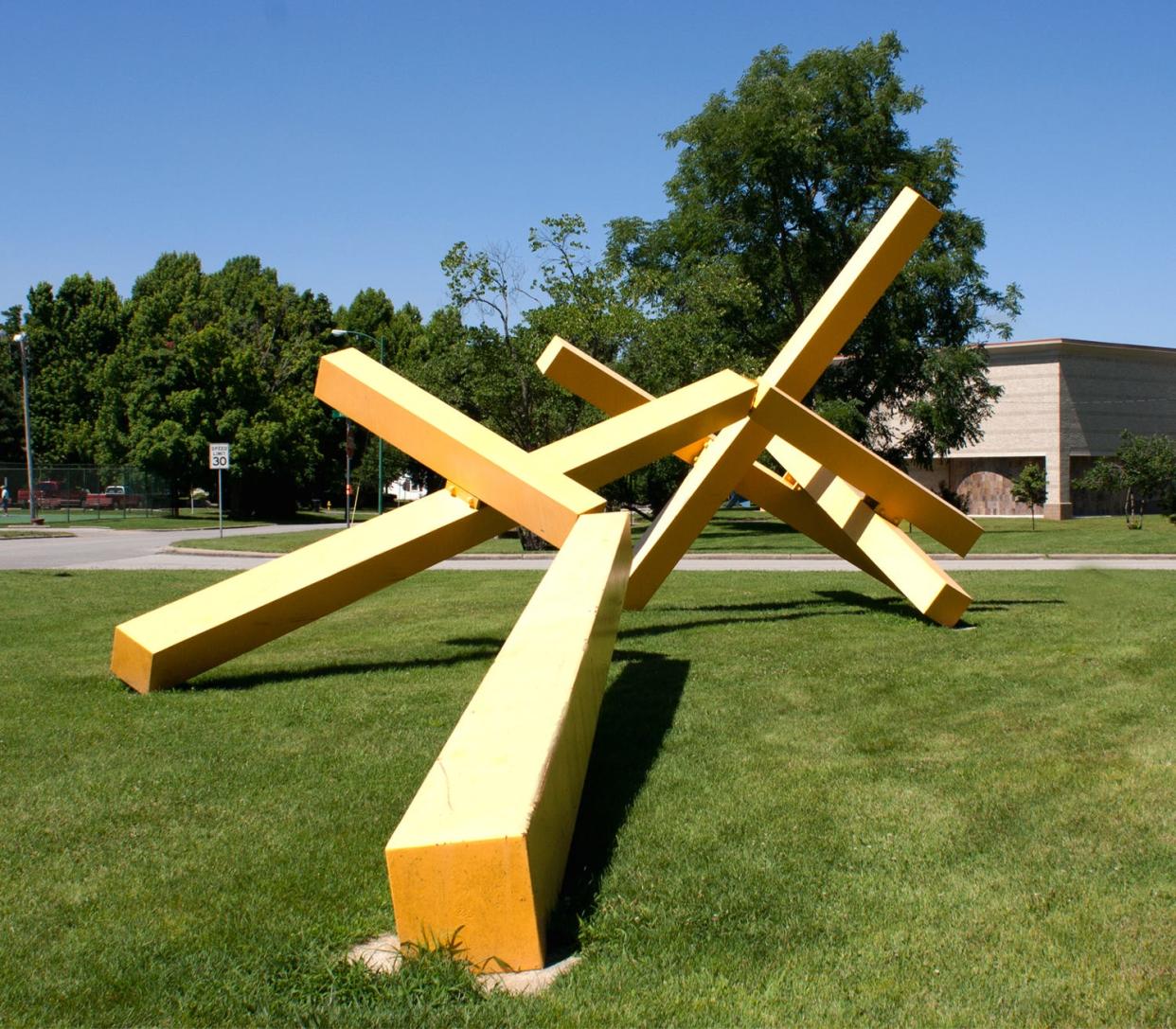 "Sun Target," frequently nicknamed "the French fries," stands on the grounds of Springfield Art Museum in Phelps Grove Park.