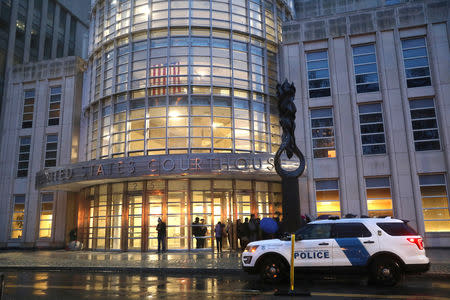 A police vehicle stands outside the Brooklyn Federal Courthouse ahead of the start of the trial of Joaquin Guzman, the Mexican drug lord known as "El Chapo", in New York City, New York, U.S., November 13, 2018. REUTERS/Mike Segar