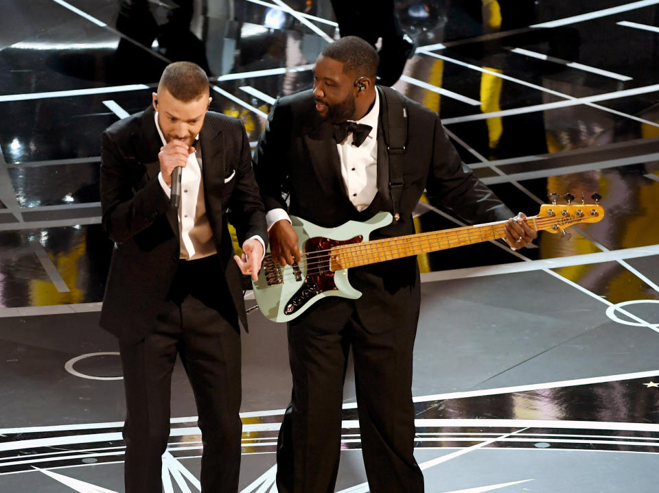 Singer actor Justin Timberlake performs onstage during the 89th Annual Academy Awards at Hollywood & Highland Center on February 26, 2017 in Hollywood, California.