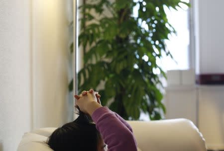 A nine-year-old girl who spent more than three months in a temporary shelter in Tokyo after being reported as a victim of abuse, is pictured at her psychotherapist's office in Tokyo, Japan March 17, 2017. Picture taken March 17, 2017. REUTERS/Toru Hanai