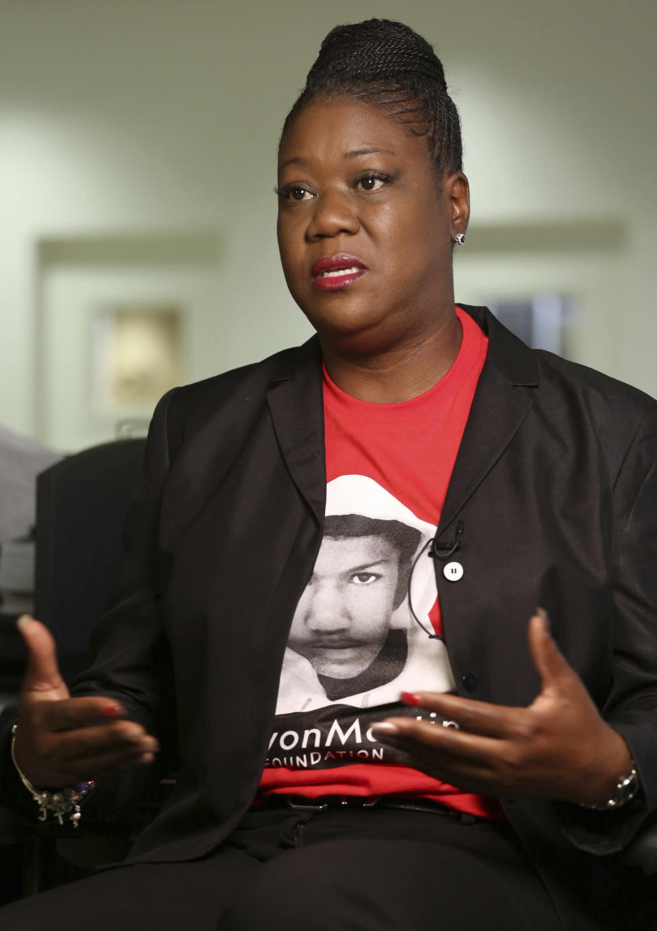 <p> FILE- This Feb. 25, 2015 file photo shows Sybrina Fulton, mother of Trayvon Martin, in Miami. Fulton is against a line of insurance offered by the NRA for gun owners to cover not only civil liability but costs associated with any criminal charges whenever a gun owner uses their firearm in what they call a self-defense or stand your ground case. (AP Photo/Marta Lavandier, File) </p>