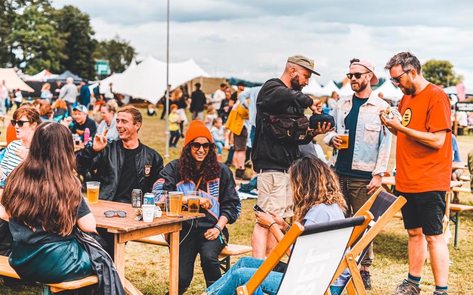 People gather for food and beer at Bigfoot Festival, held between 18-20 June 2021 - Andrew Makin/Bigfoot Festival