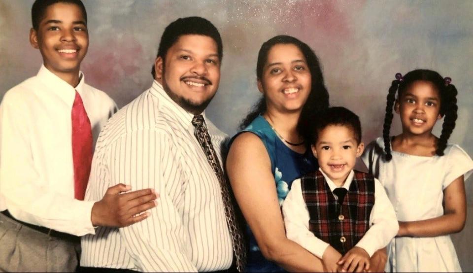 The Gambrell-Fowler pose for a family portrait. From left are Keith Gambrell, Gary Fowler, Cheryl Fowler, Troy Fowler and Paris Fowler.