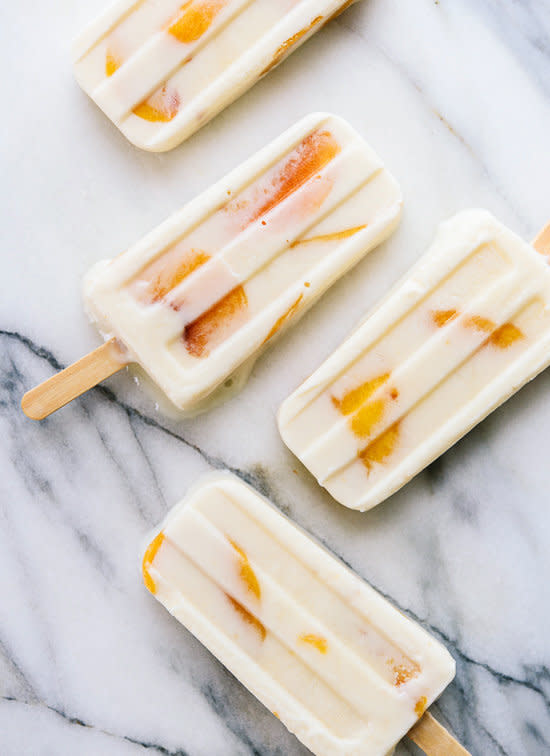<strong>Get the <a href="http://cookieandkate.com/2015/peach-honey-popsicles-recipe/" target="_blank">Creamy Peach Popsicles recipe</a>&nbsp;from Cookie + Kate</strong>