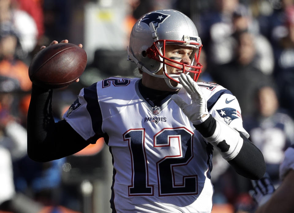 New England Patriots quarterback Tom Brady passes against the Denver Broncos during the first half of an NFL football game Sunday, Dec. 18, 2016, in Denver. (AP Photo/Jack Dempsey)