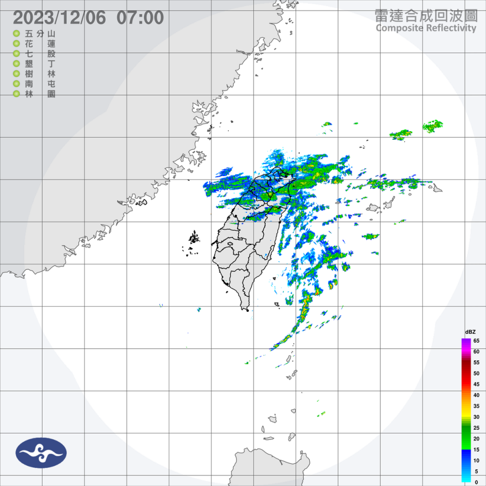 今天水氣偏多，北部、東北部與東部地區將有短暫雨，中南部山區與東南部地區也有局部短暫雨。   圖：中央氣象署／提供