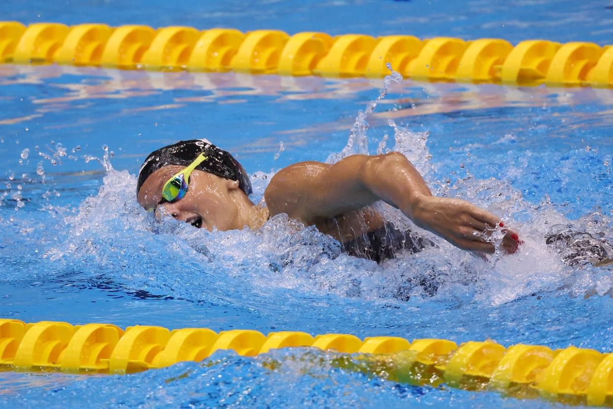 Canada's Summer McIntosh is shown competing earlier in the week at the world aquatics championships in Fukuoka, Japan. (Sarah Stier/Getty Images - image credit)