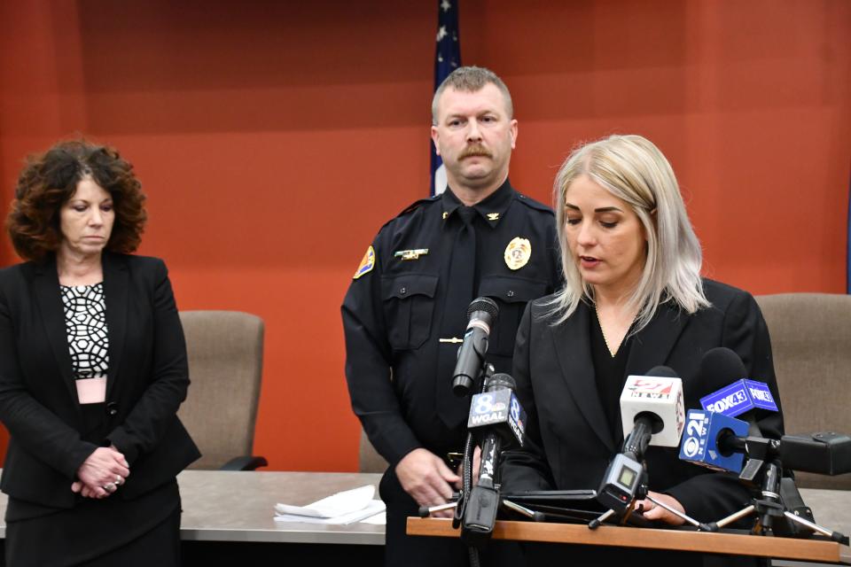 Mayor Sherry Capello, Police Chief Bret Fisher and District Attorney Pier Hess Graf held a press release at city hall regarding Tuesday night's fatal shootings, June 1.