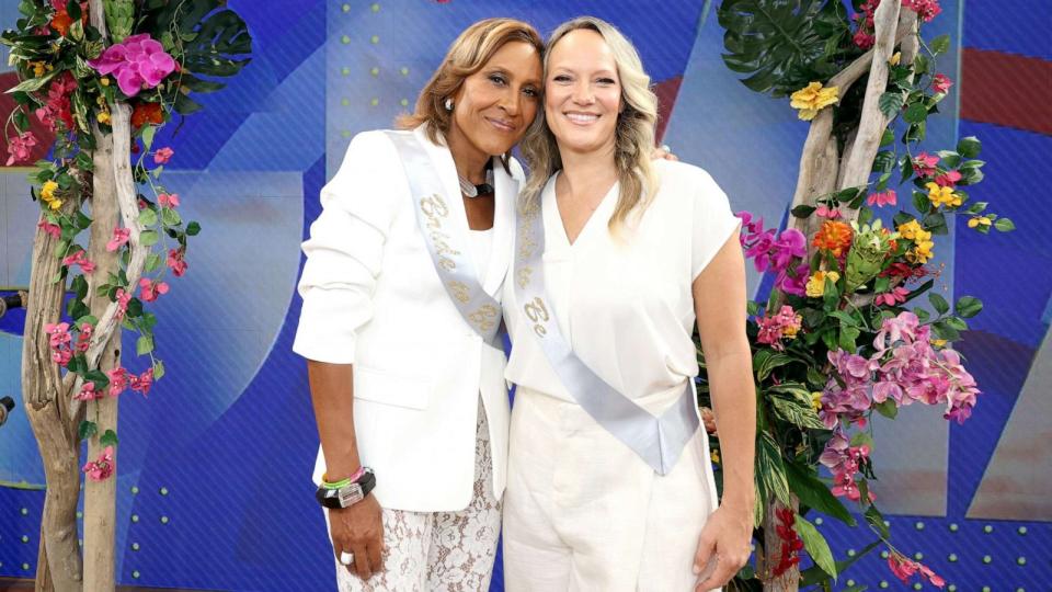 PHOTO: GMA’s “Road to the Ring” celebrates co-anchor Robin Roberts and longtime partner, Amber Laign with a live bachelorette party, Aug. 16, 2023, in New York. (Michael Le Brecht II/ABC News)