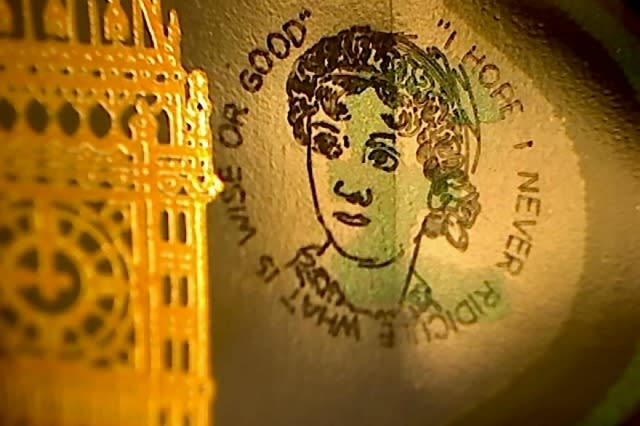 Jane Austen engraving on £5 note