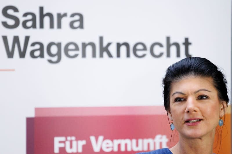 Sahra Wagenknecht, non-attached member and Federal Chair of the Sahra Wagenknecht Alliance (BSW), gives a press statement in the Paul Loebe Building. A data leak at the recently formed German political party Sahra Wagenknecht Alliance (BSW) has given unauthorized people access to information on thousands of donors and subscribers to a newsletter. Carsten Koall/dpa