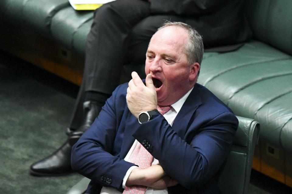 <span class="caption">Government momentum for water reform waned in recent years. Pictured: former Nationals leader Barnaby Joyce during debate over the basin plan.</span> <span class="attribution"><span class="source">Lukas Coch/AAP</span></span>