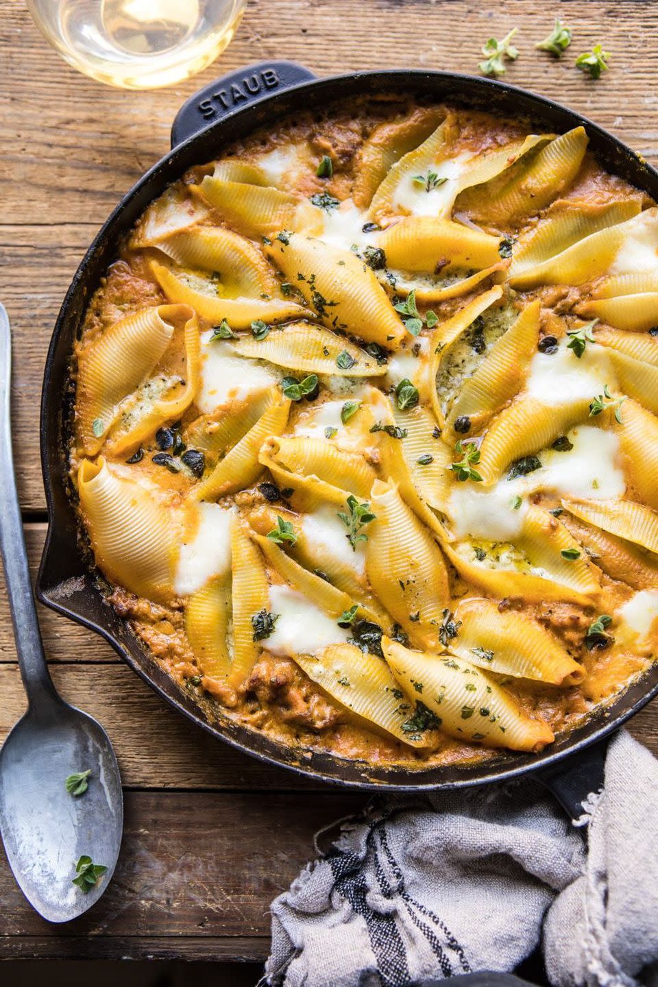 Spicy Pumpkin and Pesto Cheese Stuffed Shells